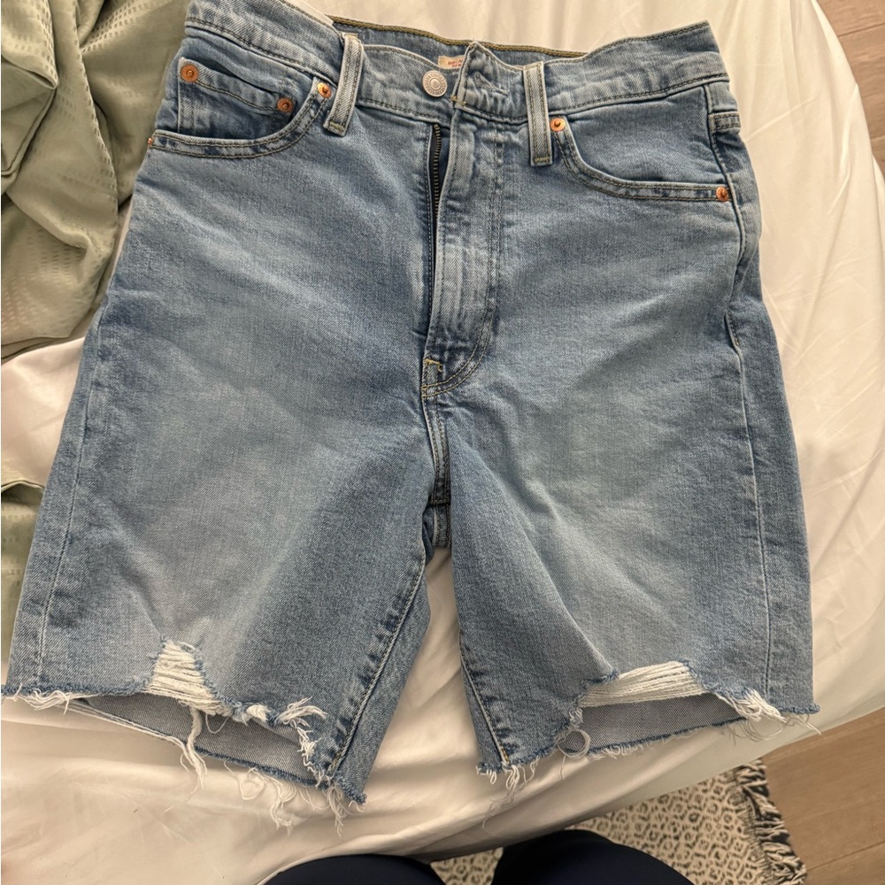 Levi's Light Blue Distressed Denim Shorts
